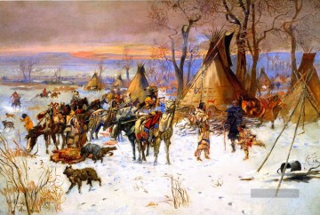  indian - indian Jäger zurückkehren 1900 Charles Marion Russell